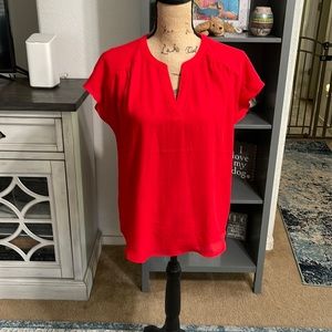 Banana Republic V-Neck Flutter Sleeve Top Red Small